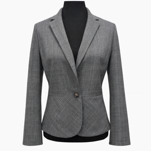 Banana Republic Wool-Blend Plaid Tailored Blazer, Size 4P